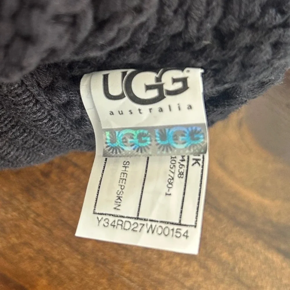 UGG Australia Patchwork Knit Lattice Cardy Charcoal Grey Tall Boots 1001020 Sz 7